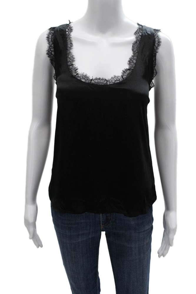 Cami NYC Women Silk Scoop Neck Sleeveless Tank Black Size LFree Shipping in US $100+ Orders | $6.95 Orders Below