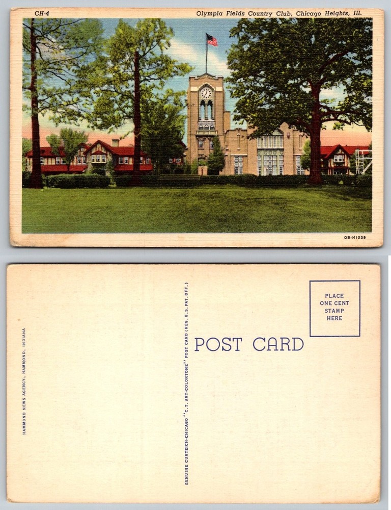 Olympia Fields Country Club Chicago Heights, IL C.T. Art-Colortone Postcard