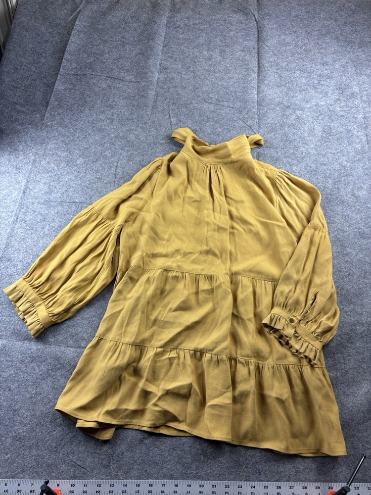 ANTHROPOLOGIE Maeve Goldie Long Sleeve Tiered Tunic Top Yellow Women’s M Artsy