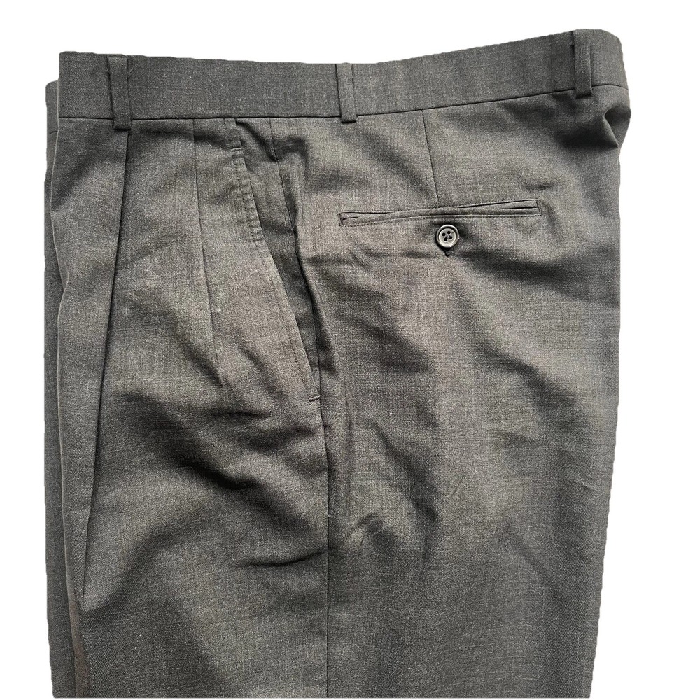 Brooks Brothers Dress Pants Mens 34 Gray Wool Pleated Straight Leg