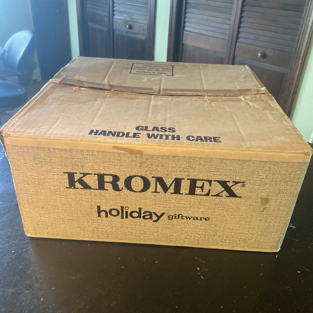 Vintage Kromex Chrome and Glass Mid-Century Lazy Susan Serving Set with Box
