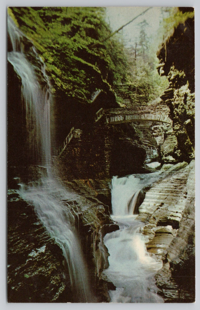 Rainbow Falls Watkins Glen New York NY Postcard