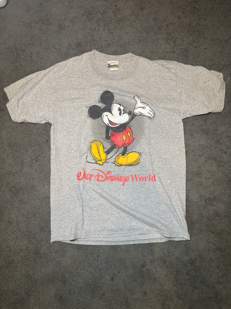 Walt Disney World gray Mickey Mouse T shirt men's L Vintage