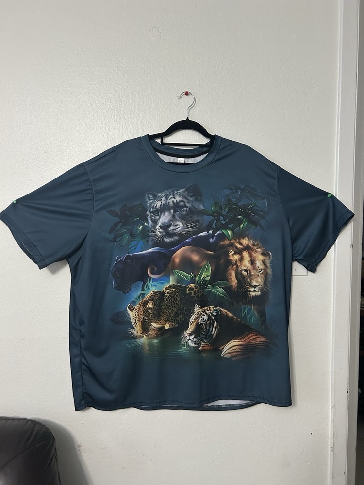 Unisex Plus Size 6 XL All Cats Short Sleeve Crew Neck Graphic T Shirt Blue