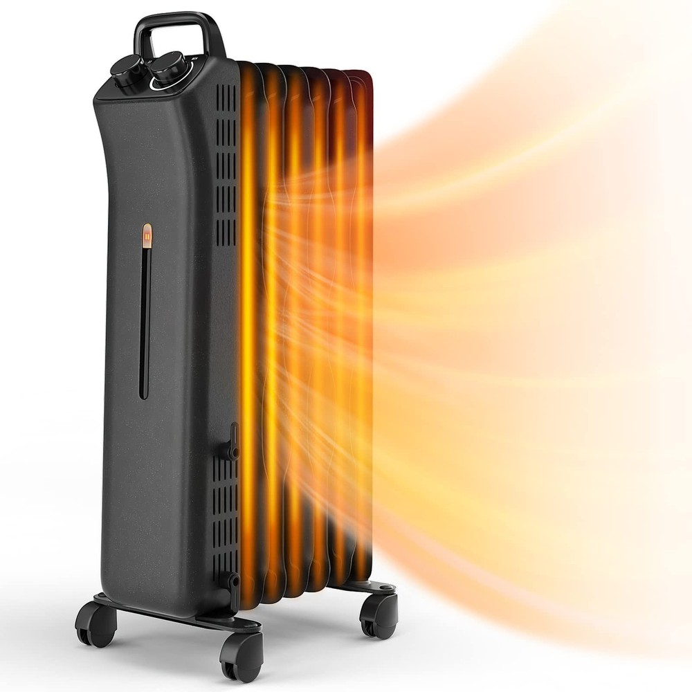 PETSITE 1500W Oil-Filled Radiator Heater Portable Electric Space Heater with ...