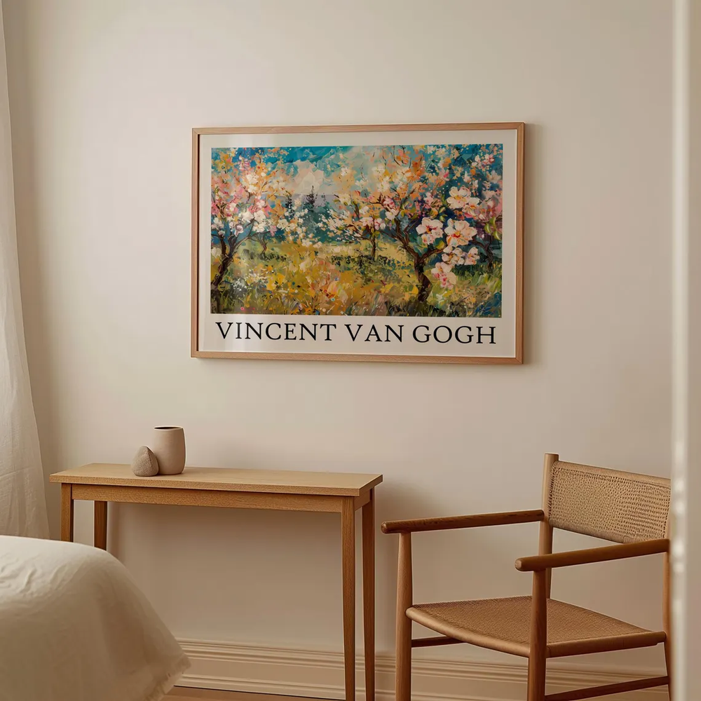 Pink Flower Trees in Garden Oil Painting Poster Premium Quality Choose your Size