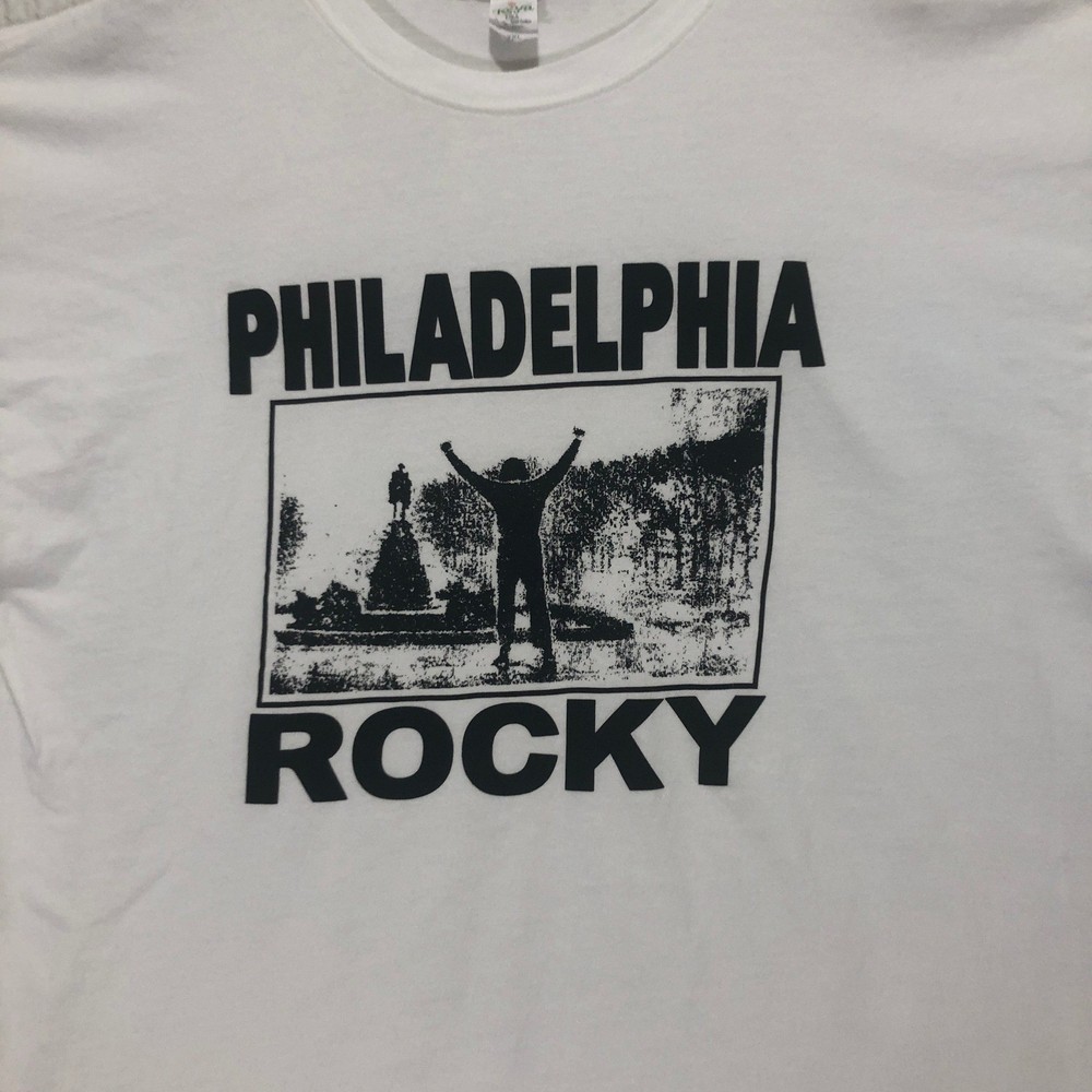 Philadelphia Rocky T-Shirt Graphic Print White Tee Keya Men's Size 2XL