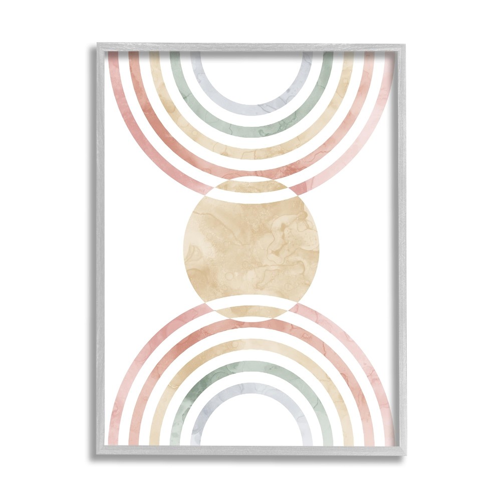Circle with Abstract Rainbows Framed Giclee Art by Lil' Rue-image