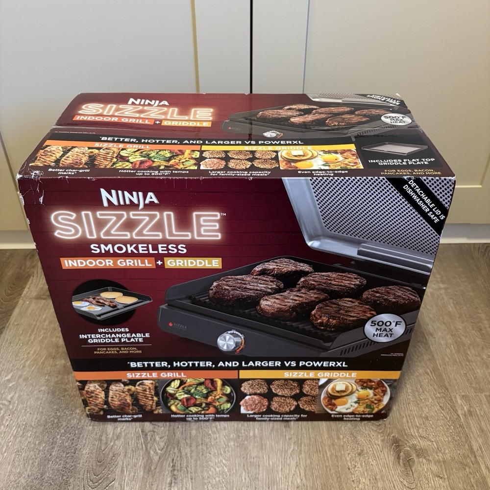 NEW IN BOX - Ninja GR10114'' Nonstick Sizzle Smokeless Indoor Grill & Griddle