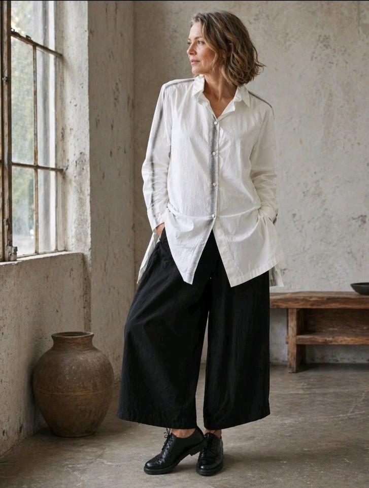 Annette Görtz Button Front Shirt Avant Garde Tunic Long Sleeve Minimalist Large