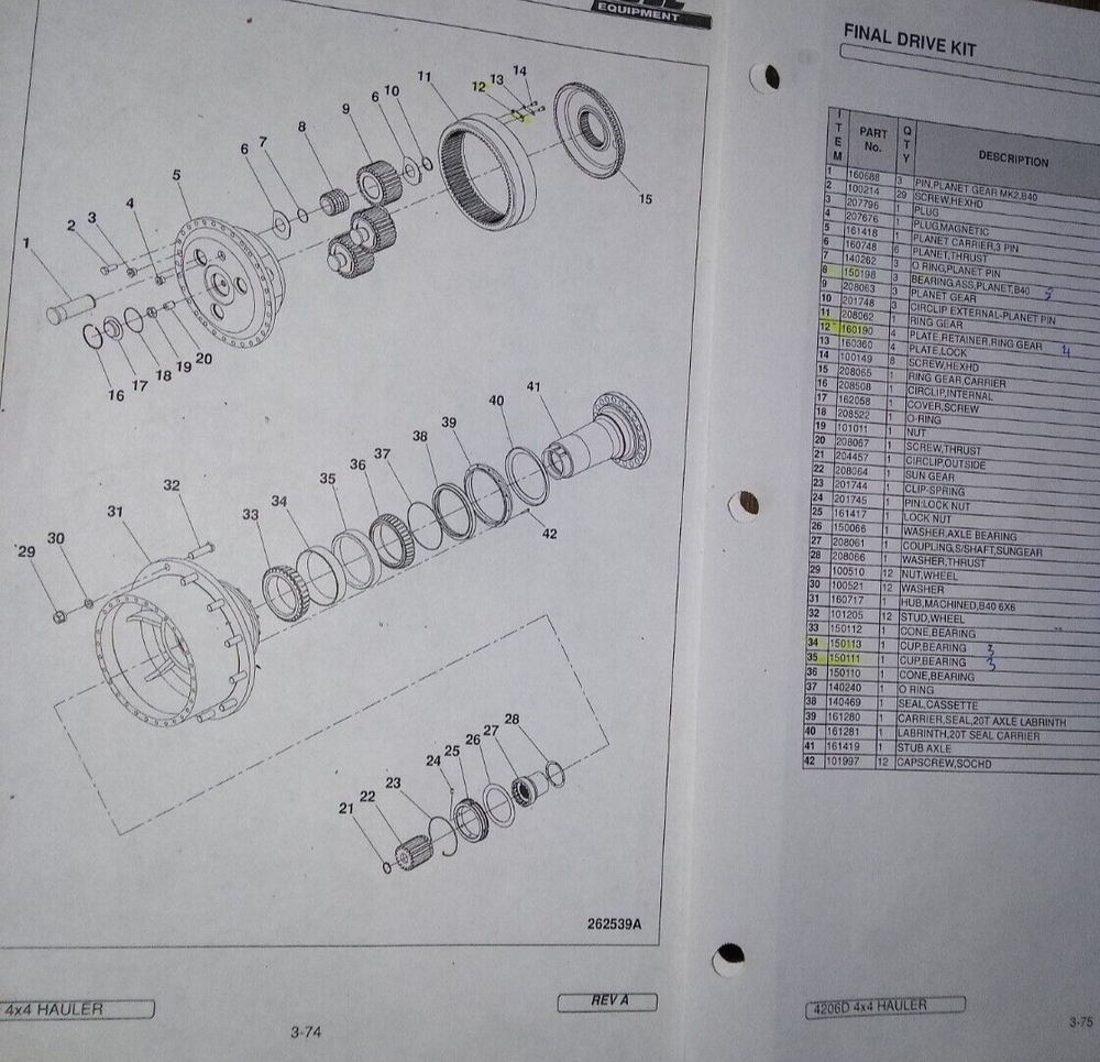 Bell 4206D Final Drive Kit with INA F-235311 RN3N Bearings