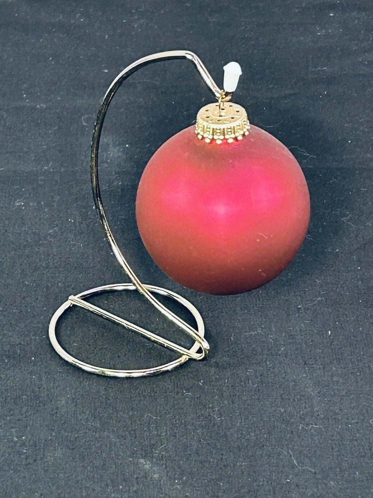 Vtg Christmas by Krebs Round Satin Red Glass Ornaments Set of 8 2.5 in