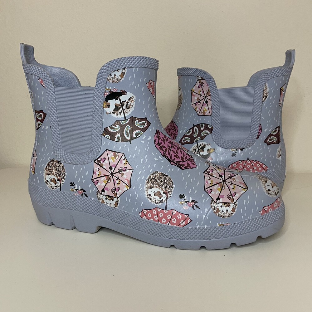 Vera Bradley Blue Gray Hedgehog Umbrella Rain Boots Size 10 Outdoor