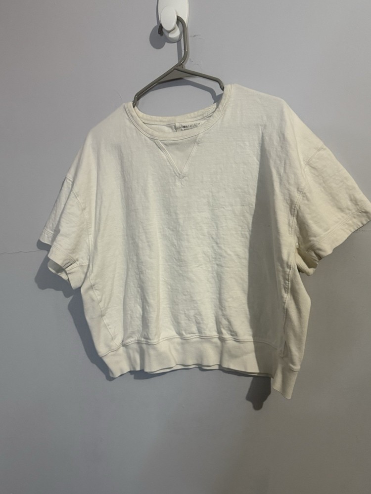 ATHLETA WOMEN'S CALA LILLY SHORT SLEEVE SUNDOWN SWEATSHIRT TOP TEE Sz M