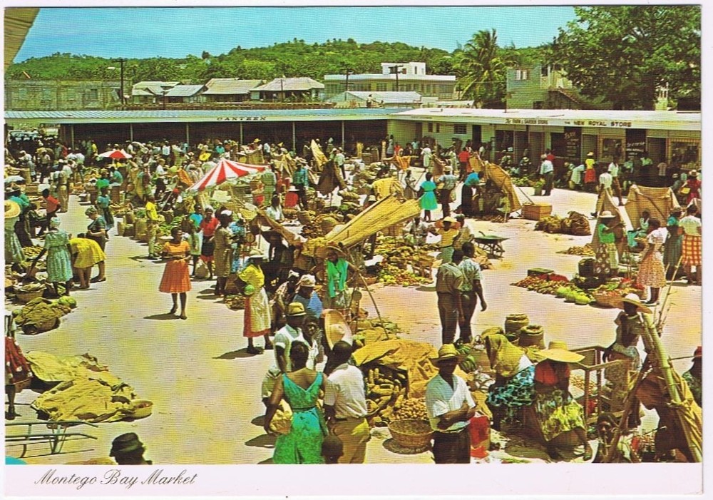 Postcard Montego Bay Market Jamaica West Indies