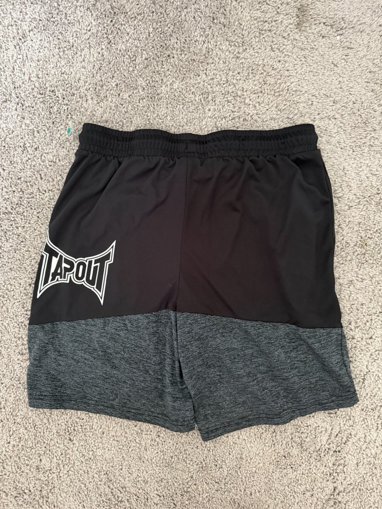 Tapout Men’s Athletic Shorts Black Gray MMA Training Gym Size Medium