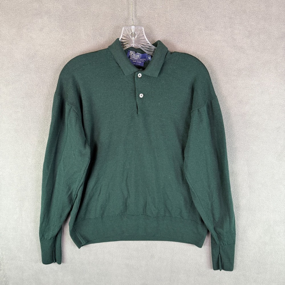 VTG Polo Ralph Lauren Mens Wool Sweater Polo Rugby M Black Made In Britain READ