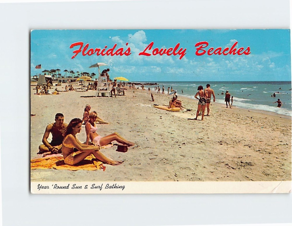 Postcard Sun and Surf Bathing in Florida's Lovely Beach