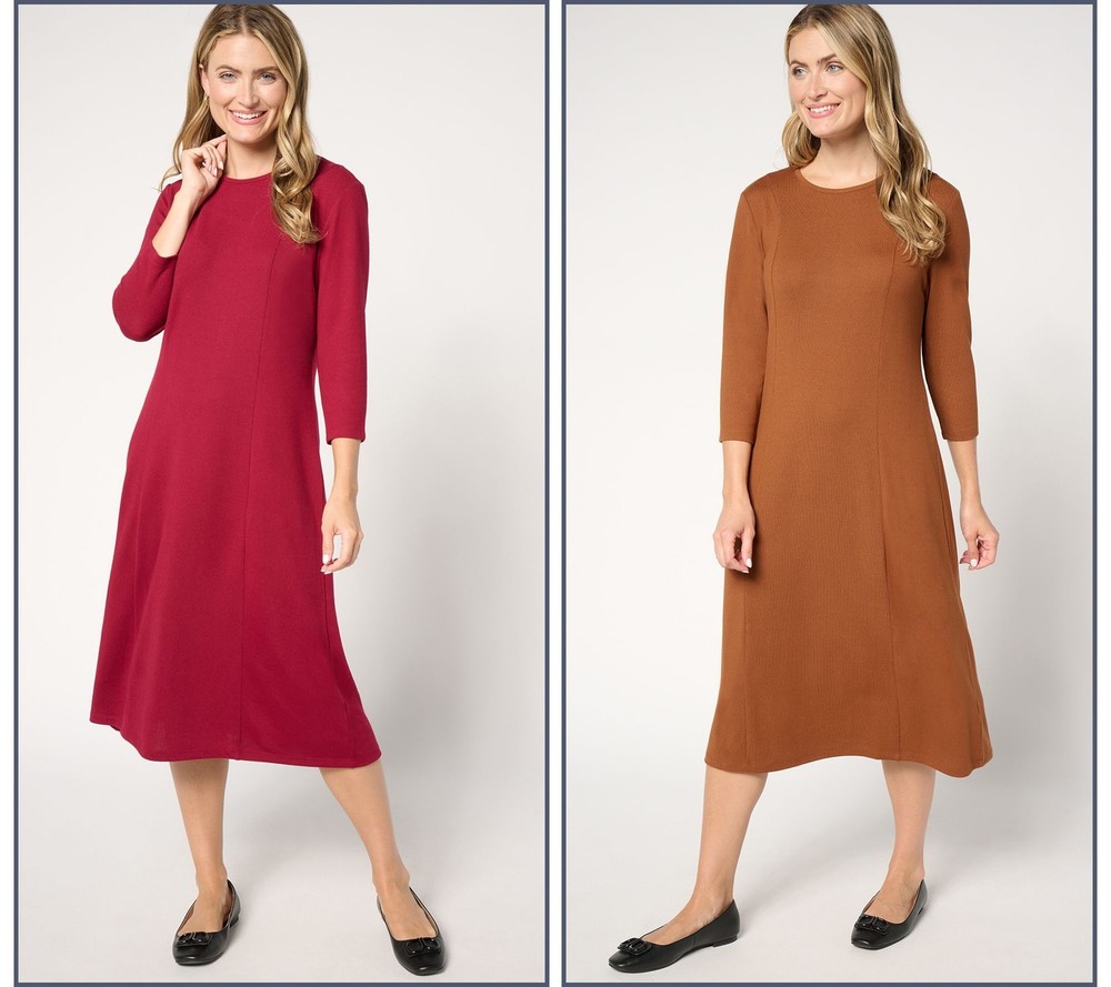 Denim & Co. Women's Dress Sz XL Tall Essentials Heavenly Jersey Brown A673520
