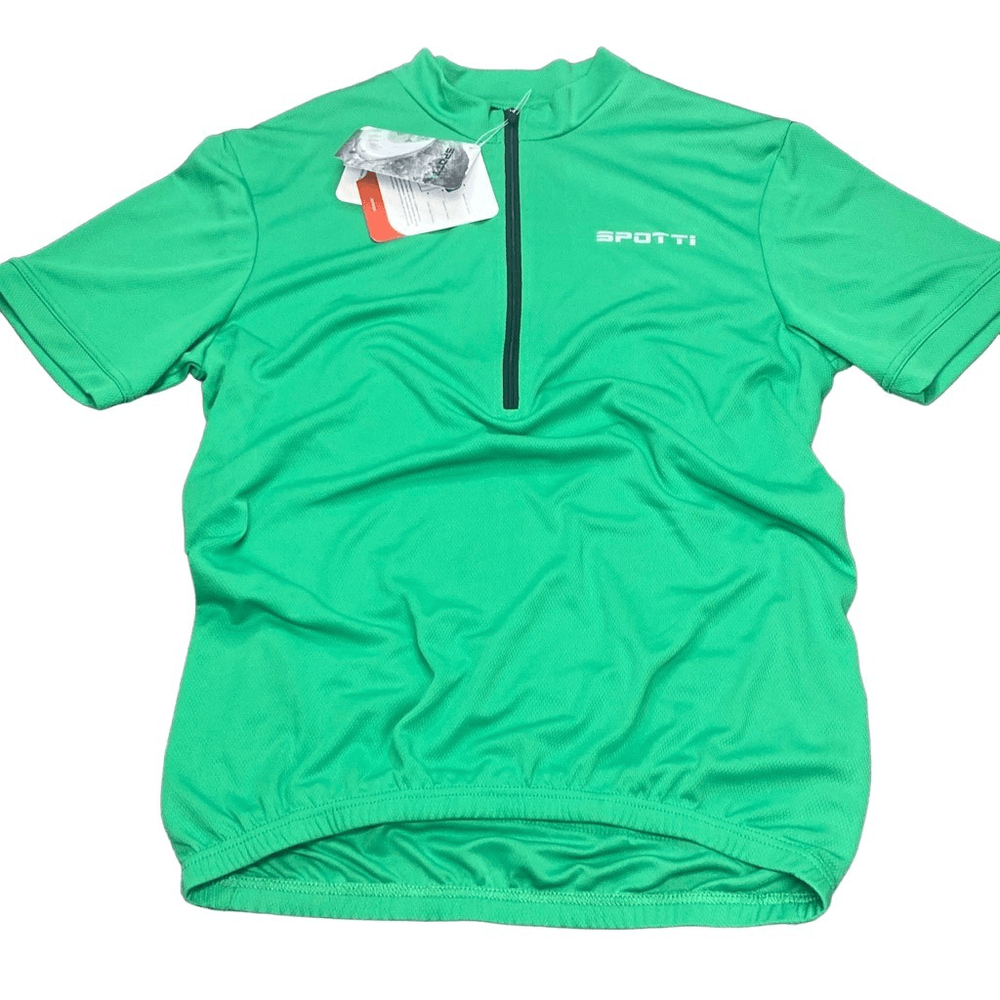 Spotti Men's Green XL Short Sleeve Cycling Jersey with Moisture-Wicking Cargo Pockets NWT