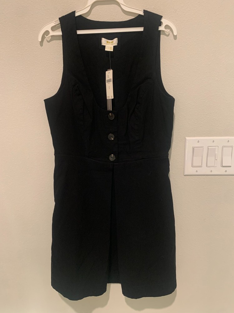 NWT Maeve Anthropologie black button front sleeveless dress, Size 8