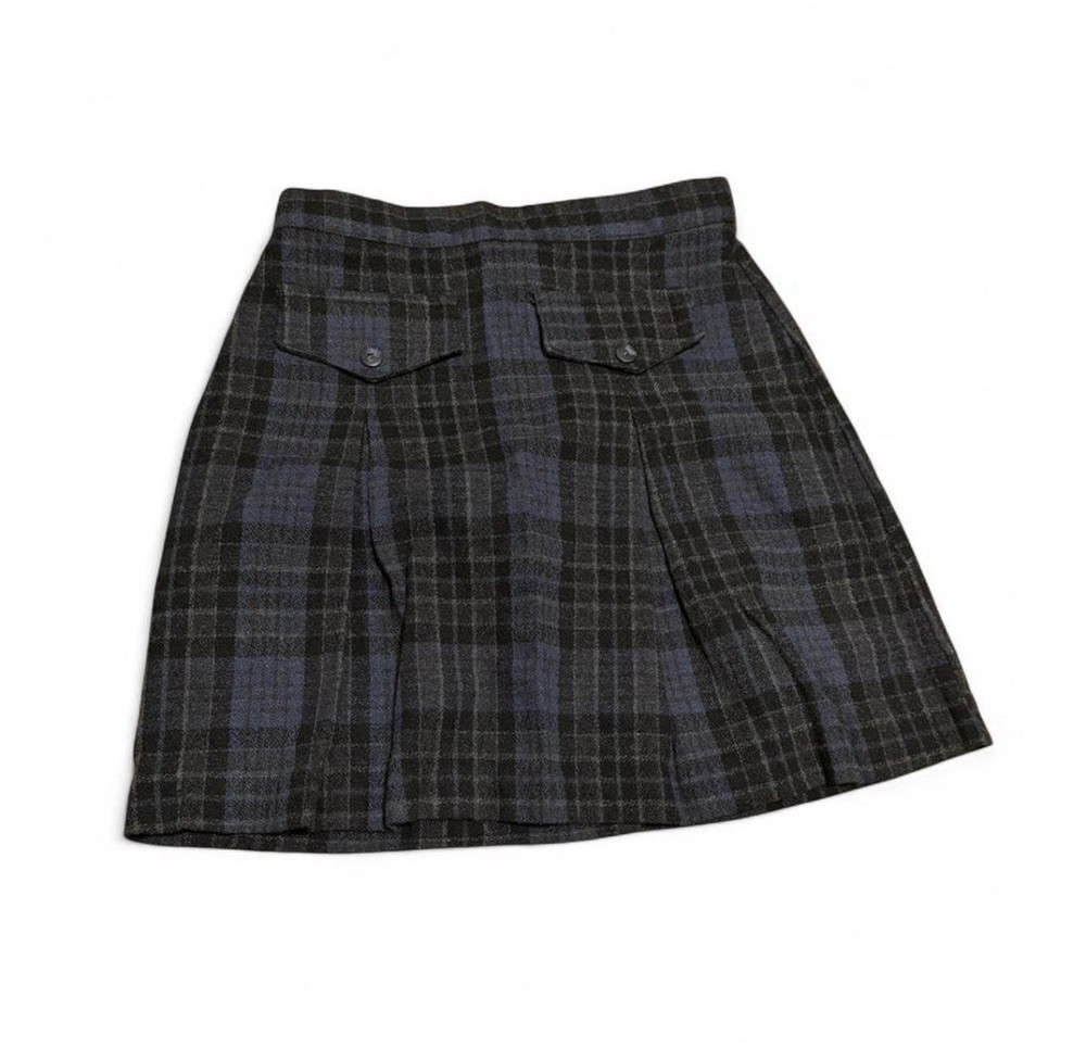 Vintage 90s Y2K Plaid Pleated Mini Skirt Wool Blend Preppy Academia 27 Waist