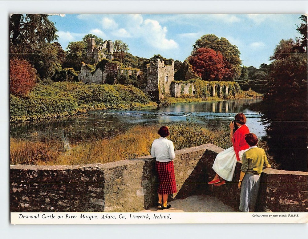 Postcard Desmond Castle on River Maigue Adare Ireland