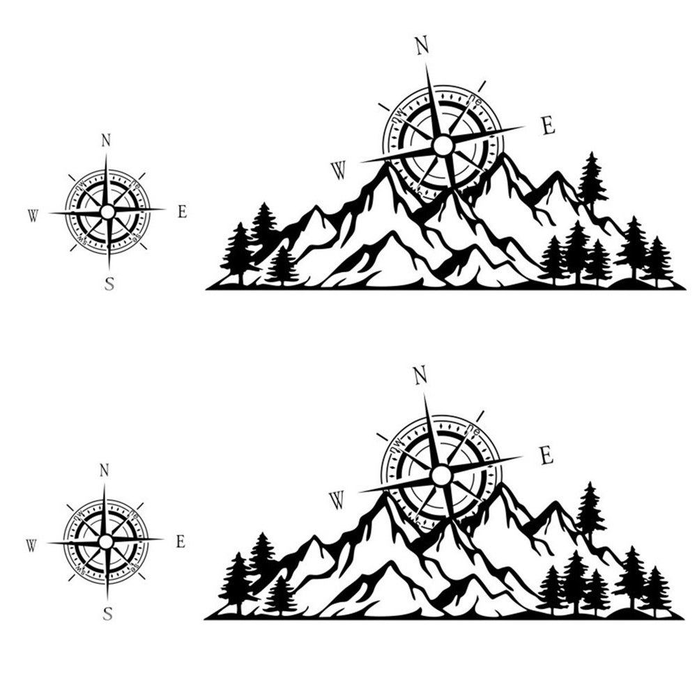 Car Truck SUV Sticker Compass Tree Mountain Graphic Body Decoration Vinyl Decals