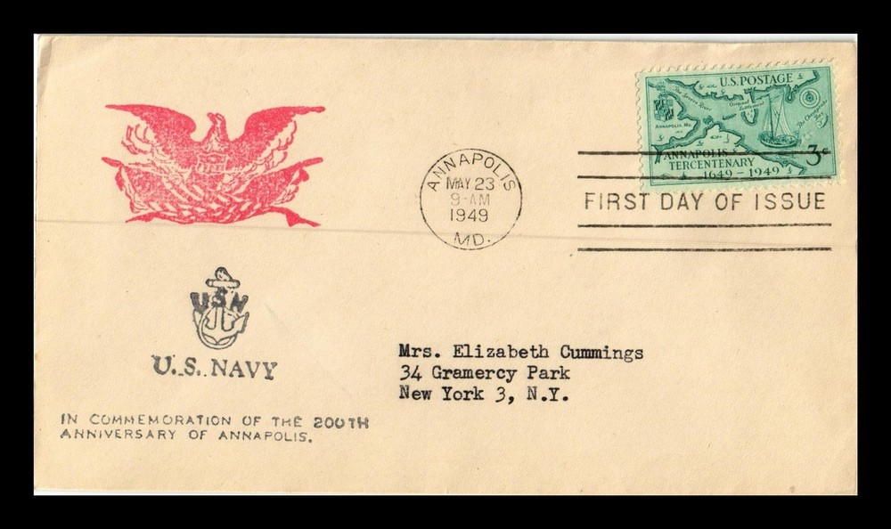 Dr Jim Stamps Us Annapolis Maryland Tercentenary Fdc Scott 984 Navy Cachet Cover