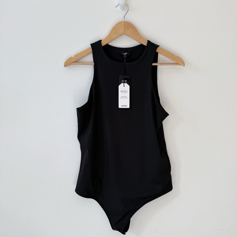 Express Womens L Body Contour Bodysuit High Compression Sleeveless Crew NWT