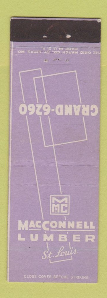 Matchbook Cover - MacConnel Lumber St Louis MO