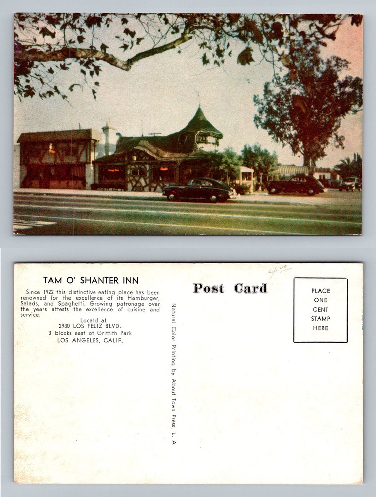 Los Angeles, CA-California, Tam O’ Shanter Inn Los Feliz Blvd Vintage Postcard