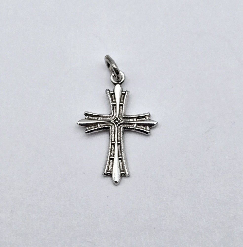 Vintage Sterling Silver Petite Cross Christian Charm or Pendant - 1.1g
