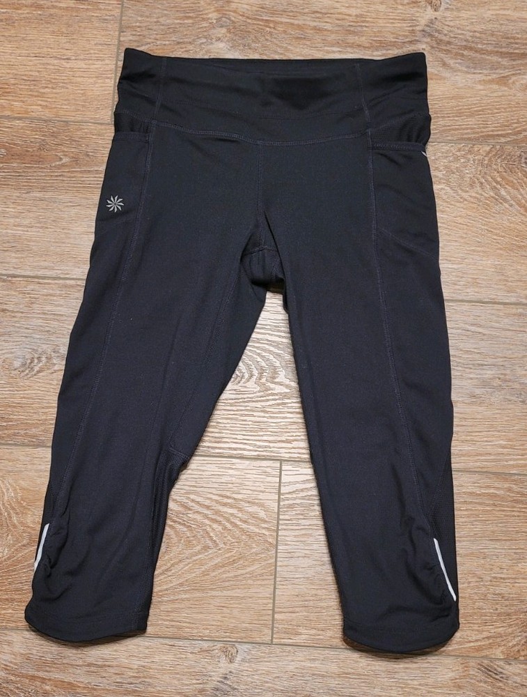 Athleta Womens Capri Black Leggings Size XS Zip Pocket Gym Running Stretch