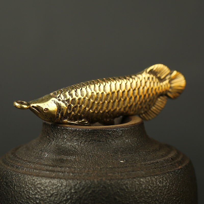 Pure Brass Fish Key Chain Pendant Hanging Jewelry Necklace Ornament Miniature