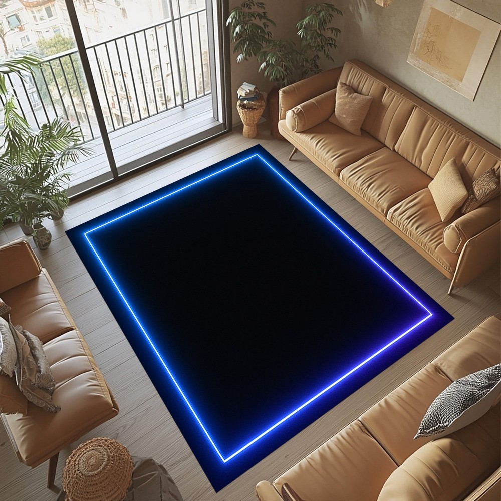 For Hallway Room Blue Neon Home Decor Area  Non Slip  Floor Washable Rug