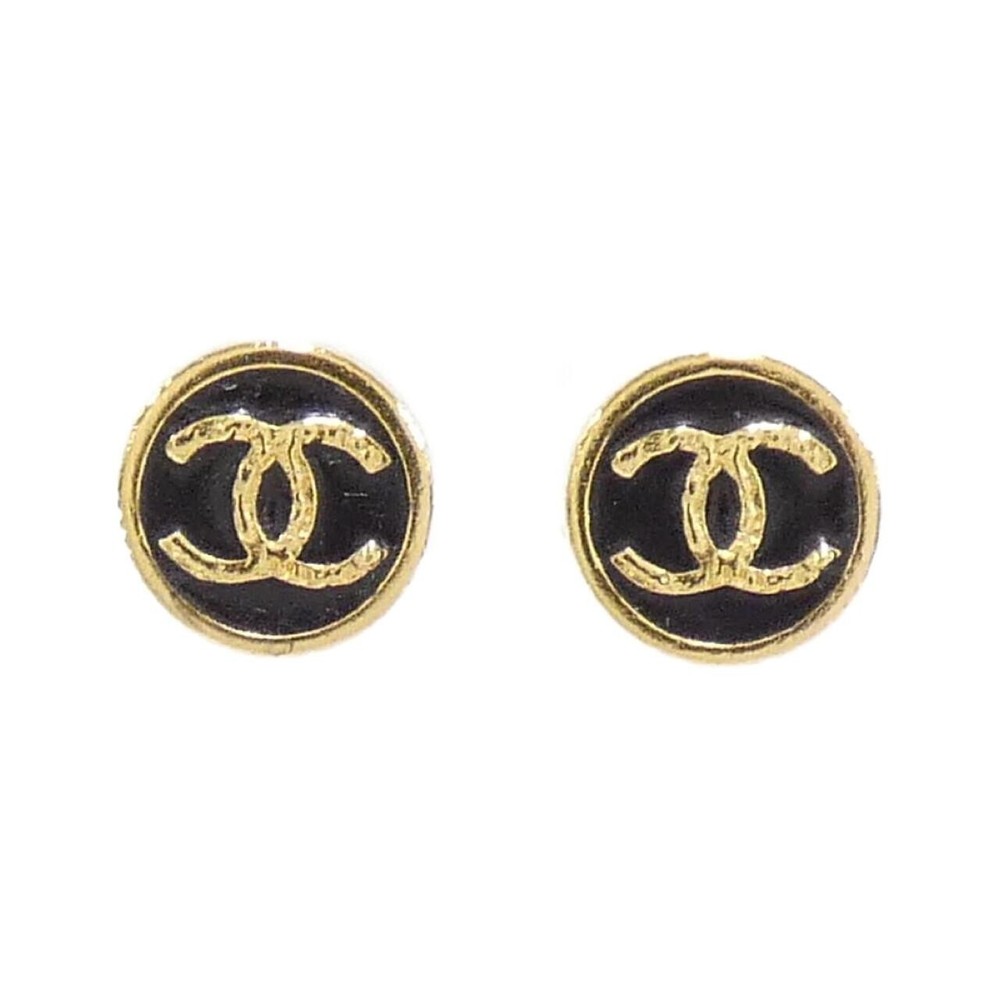 Authentic CHANEL ABC830 Gold-Tone Earrings with CC Logo Ref 2600046838438