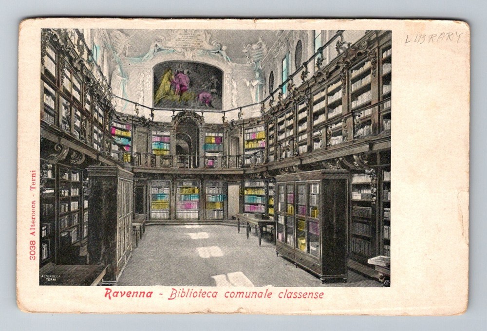 Italy- Ravenna Classense Municipal Public Library Old View Card Vintage Postcard