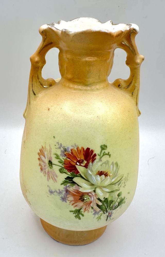 Antique Austrian HandPainted Art Nouveau Porcelain vase detailed floral bouquet