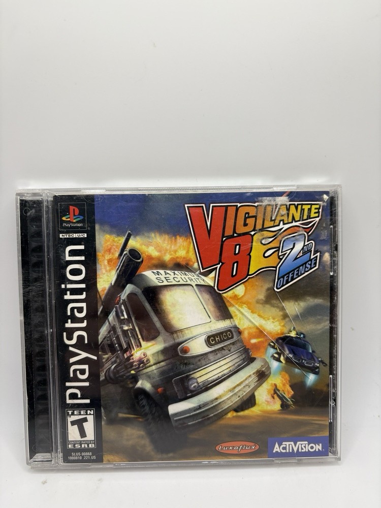 Vigilante 8 2nd Offense (Sony PlayStation 1, 1998 PS1) Black Label CIB W/ Reg