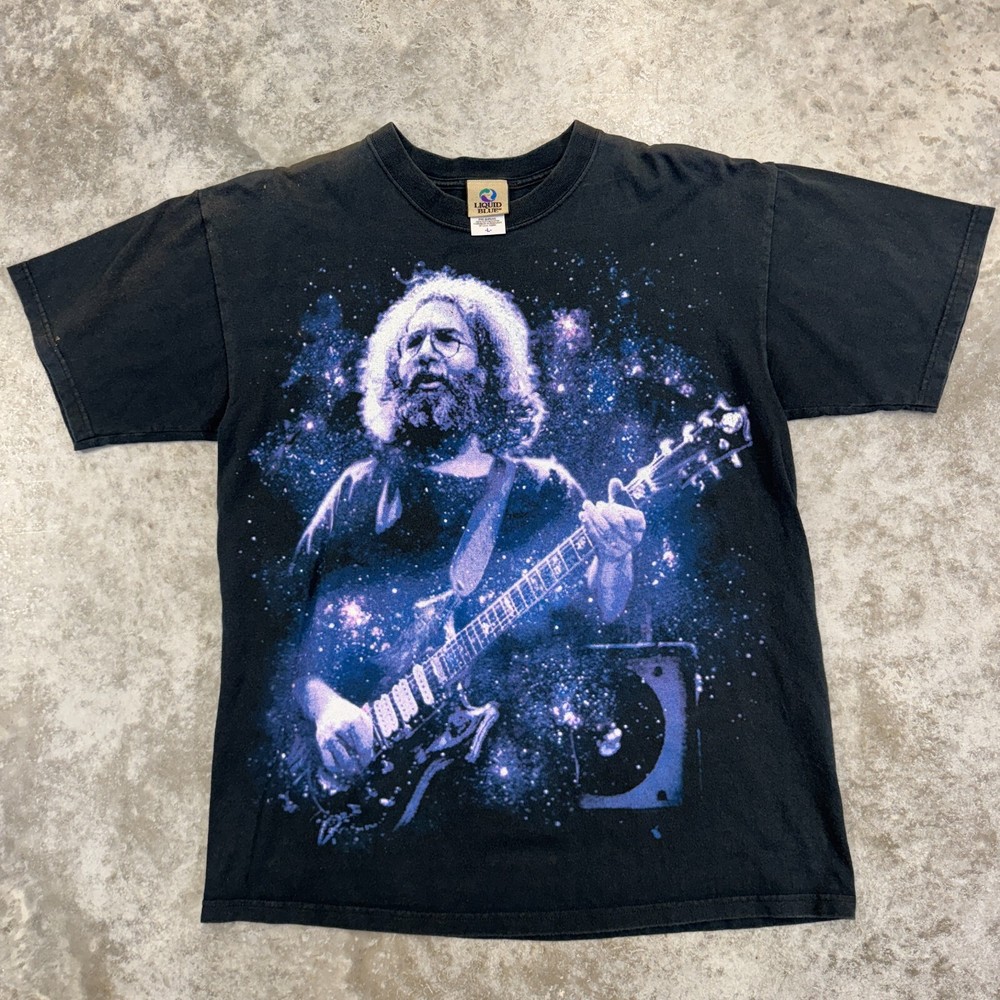 Liquid Blue Jerry Garcia Grateful Dead Band Tour Rock Tee Men's Large AOP
