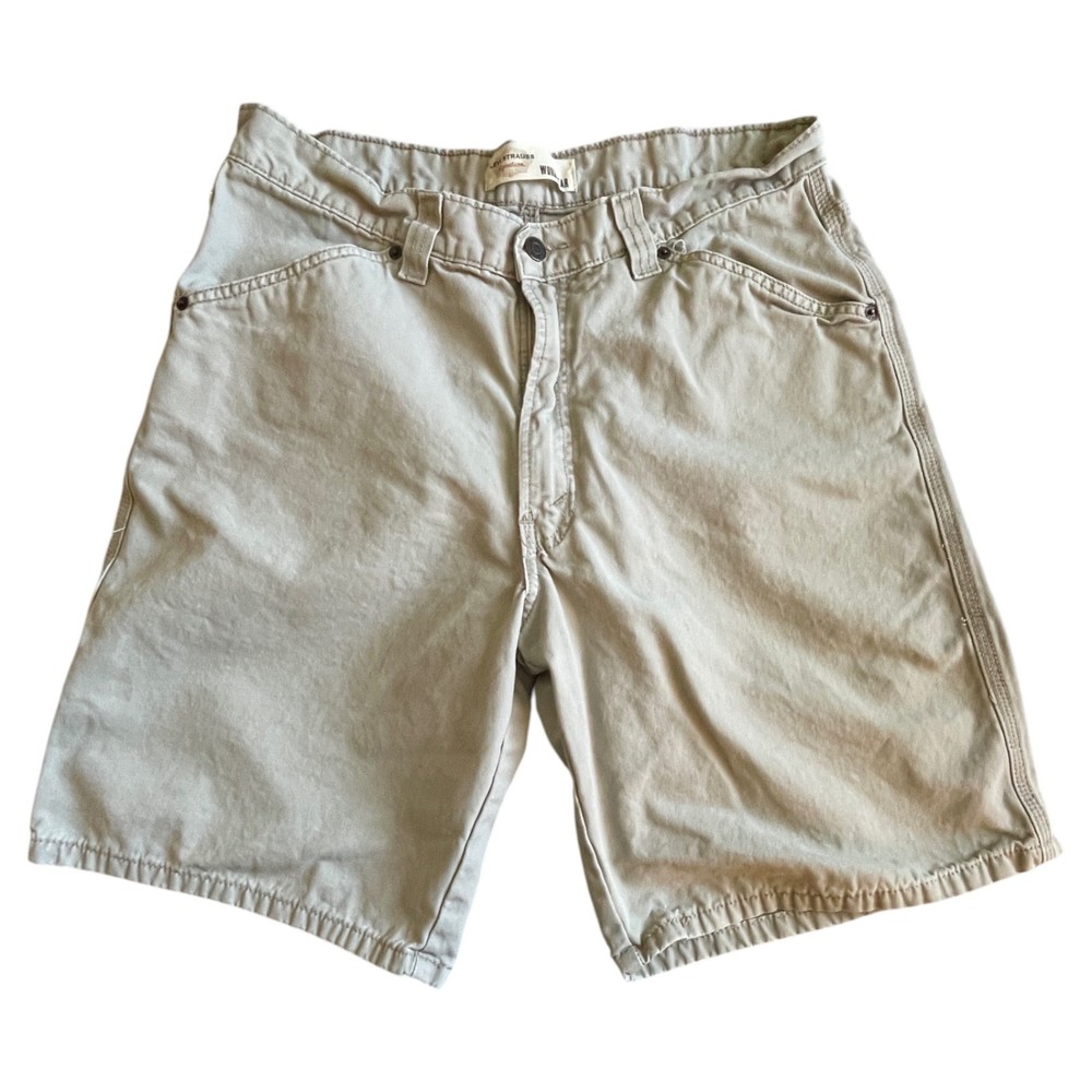 Levi Strauss Signature Workwear Shorts Mens 34 Beige Cotton Casual CLEAN