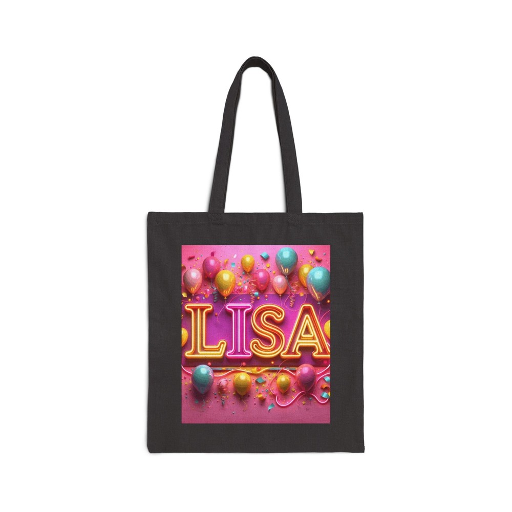 Personalized LISA Neon Cotton Canvas Tote Bag Gift Idea