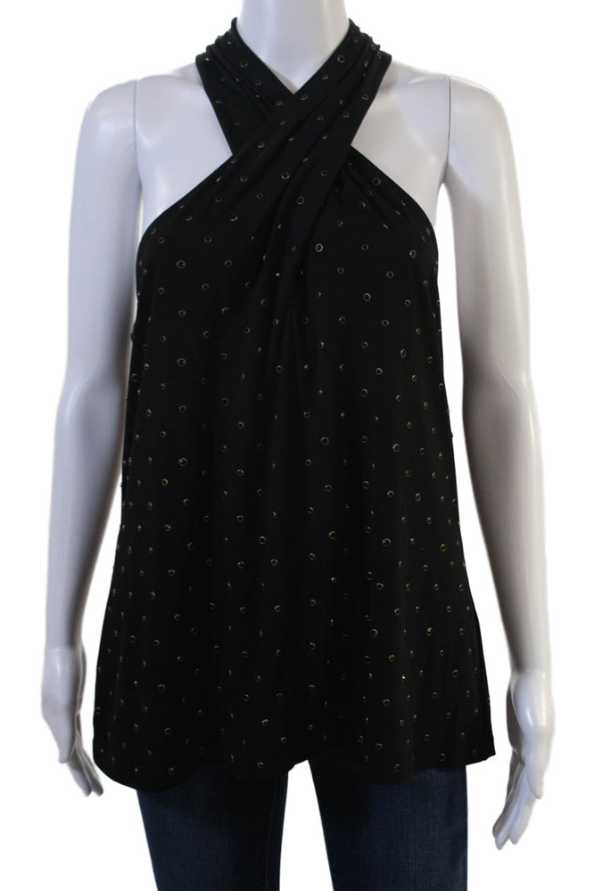 Kobi Halperin Womens Sleeveless Polka Dot Tank Black Zip Size MFree Shipping in US $100+ Orders | $6.95 Orders Below