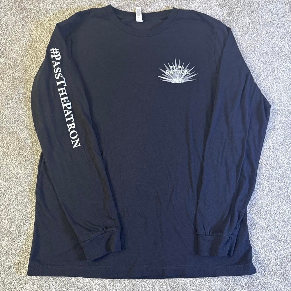 Patrón Tequila Black Long Sleeve T-Shirt Large Graphic Tee