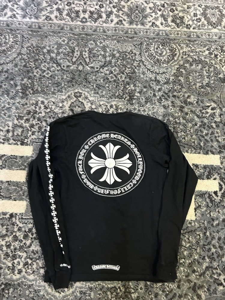 Size S - Chrome Hearts Round Plus Shield Logo Long Sleeve Shirt - Black