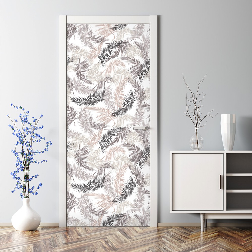 Palm Adhesive Door sticker leaves Tropical Modern wall art Minimalist Palm leaf