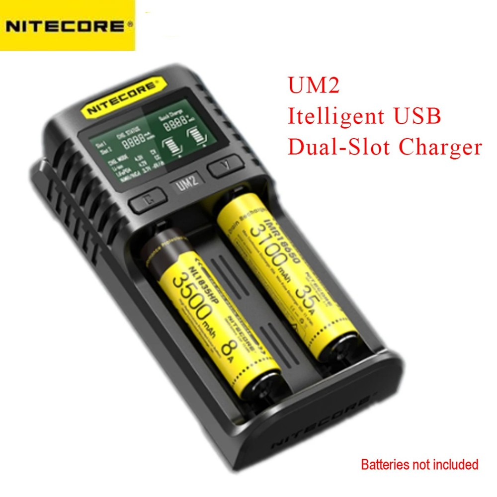 Nitecore UM2 2-Solt Digital Battery Charger for IMR/Li-ion/LiFePO4/Ni-MH/Ni-Cd
