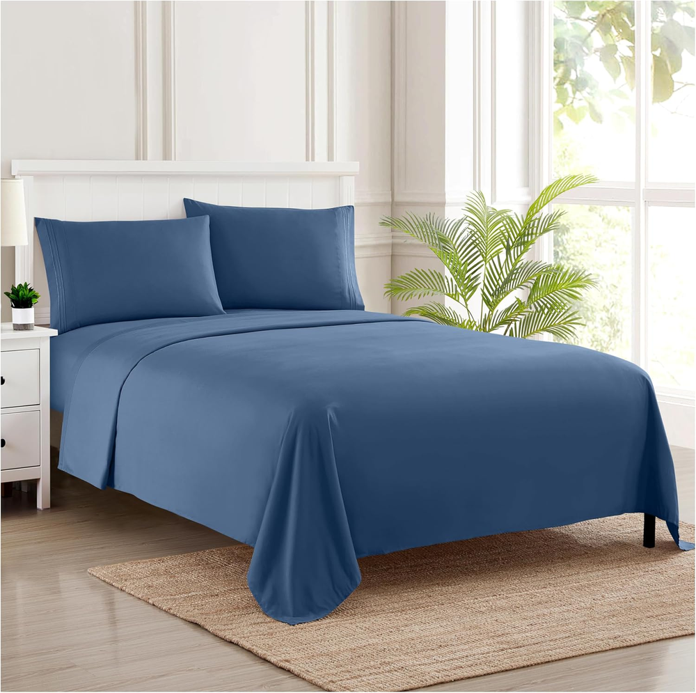 Twin XL Luxury Sheets with Full Elastic Corners for Secure Fit and Breathable Comfort