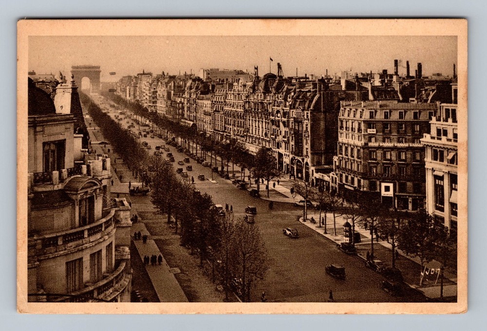 France- Paris Avenue des Champs Elysees Old Card PC View Vintage c1936 Postcard